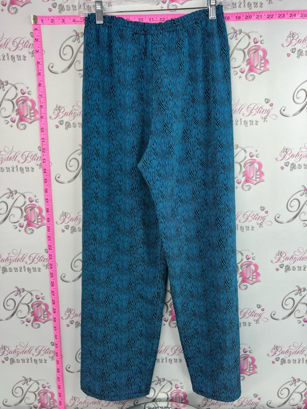 Pants wide leg psychedelic groovy Teal Patterned Wide-Leg Pants - Picture 2 of 7